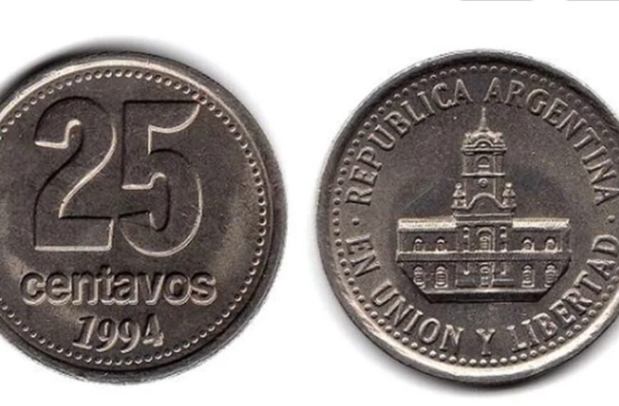 Piden hasta $15.000 por monedas argentinas de 25 centavos con una rareza única