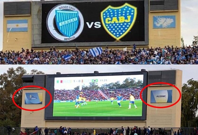 Polémica: taparon las Islas Malvinas y la bandera argentina en la pantalla del estadio en los partidos del Mundial Sub 20